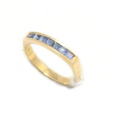 Ring Blue Sapphire 18kt Gold Yellow Natural 18 KT Vintage Gem Stone Women D192